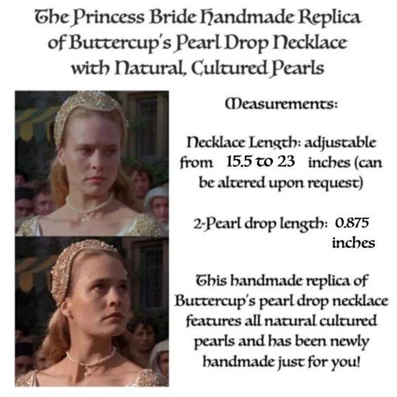The Princess Bride Buttercup Natural Pearls Pearl Drop Necklace Handmade Replica - Picture 14 of 15